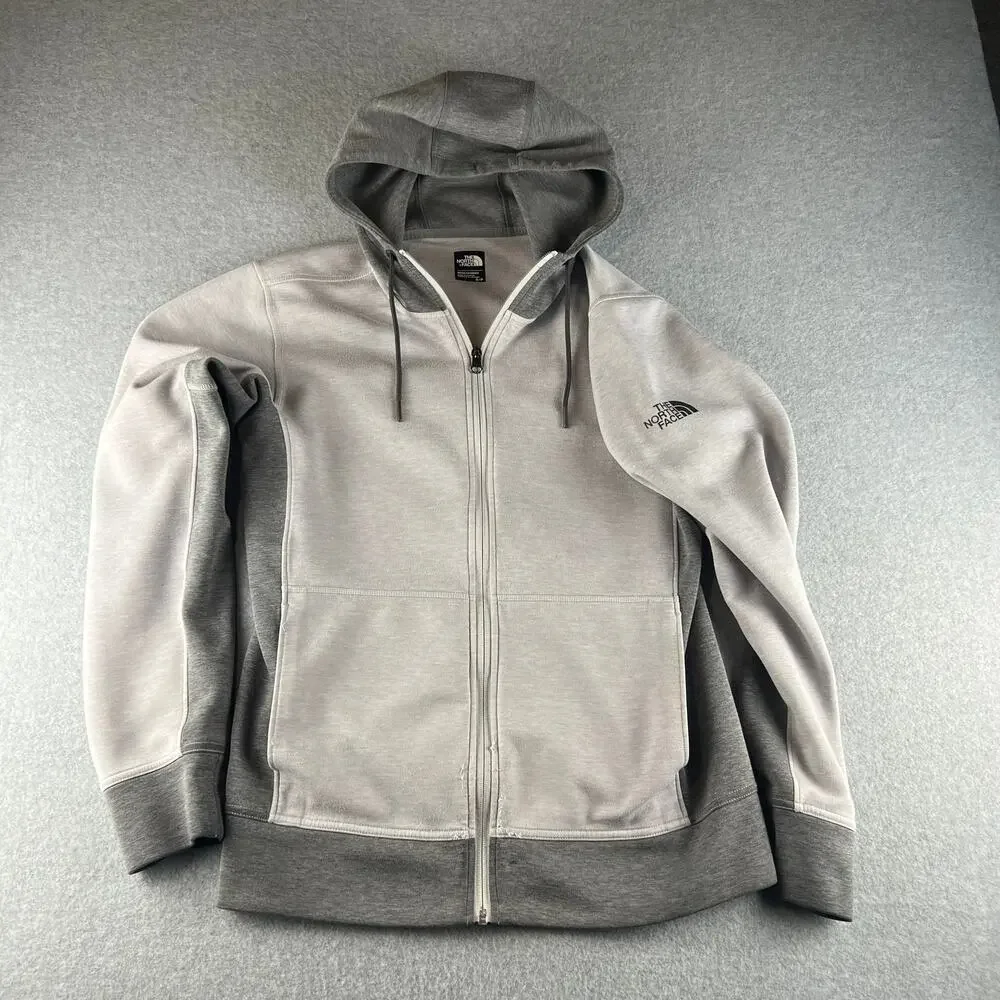 The North Face light gray and charcoal full zip hoodie
